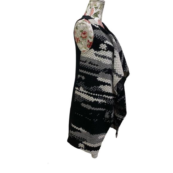 Black wool Blend Anthropologie Open Duster Vest Cardigan Guess Editor Small - Picture 6 of 8